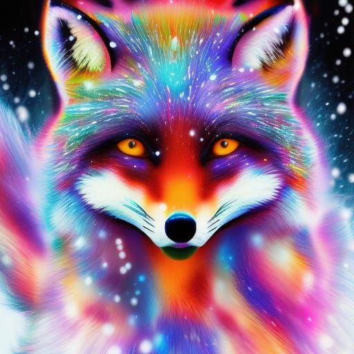 Hyperrealistic Swarovski Fox Statue Concept Art