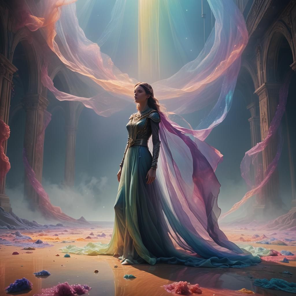 Ethereal Figure in Surreal Landscape: Matte Painting