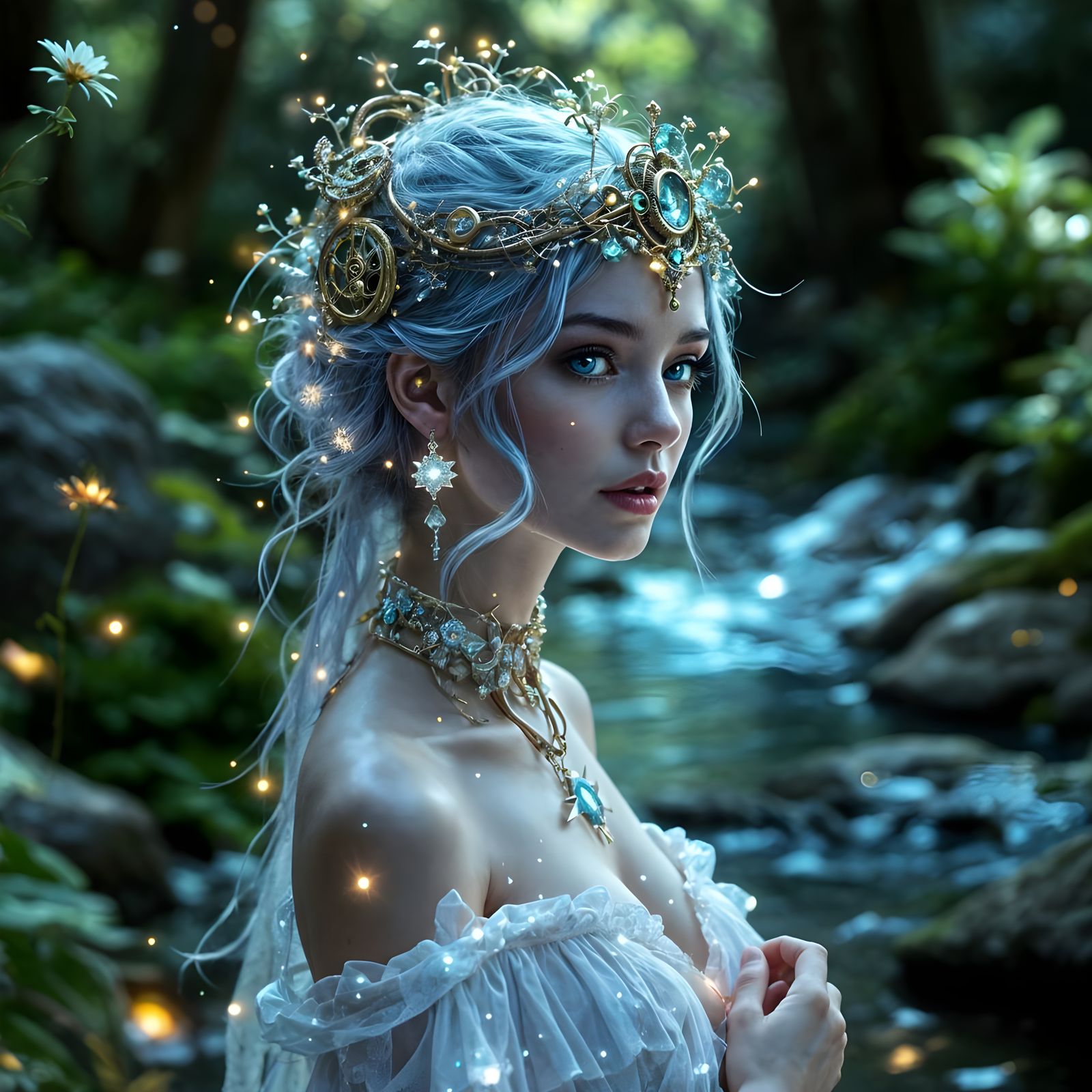 Ethereal Nymph with Starlight Hair by Crystal Stream