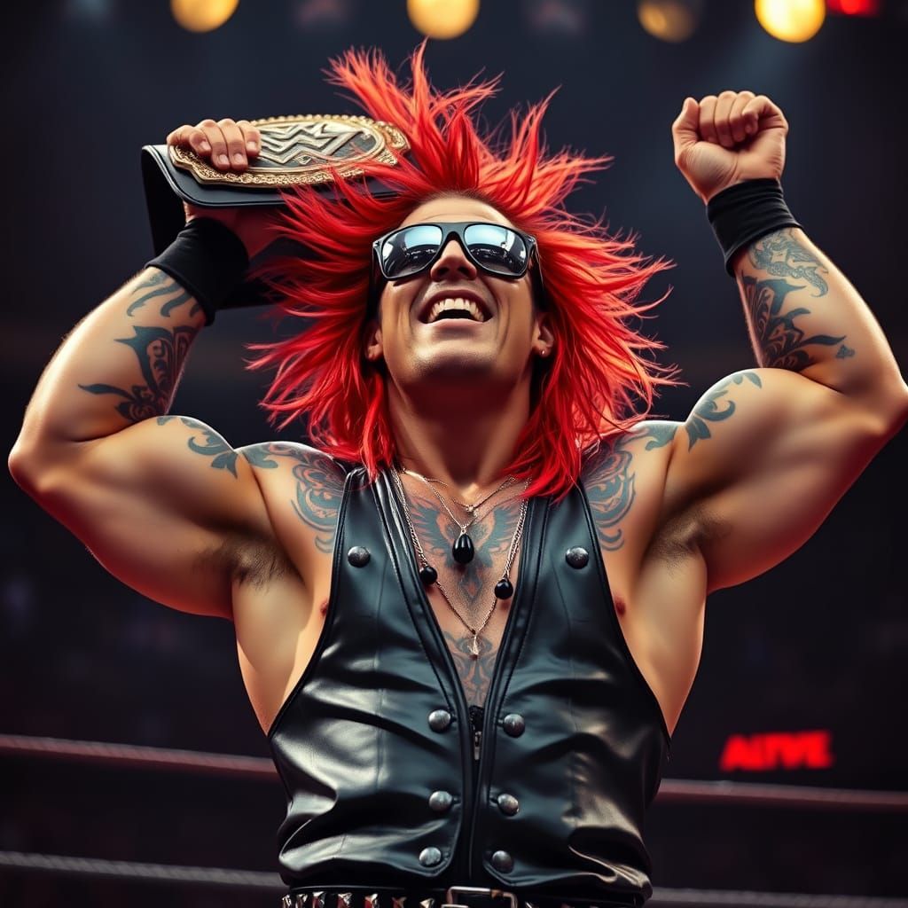 Dominant Wrestler in Tribal Tattoos and Mirrored Sunglasses
