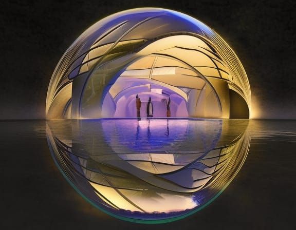 Futuristic Glass House on Lagoon, Organic Architecture