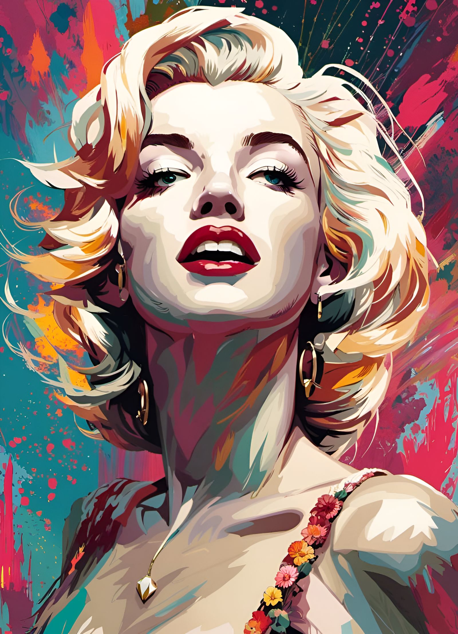 Anime Style Marilyn Monroe Goddess Poster