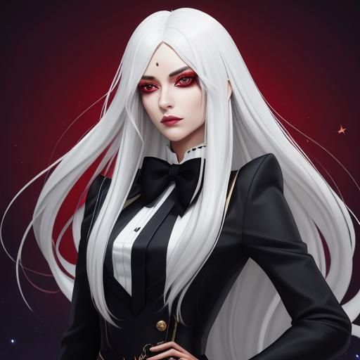 Anime Avatar with White Hair in Studio Trigger Style