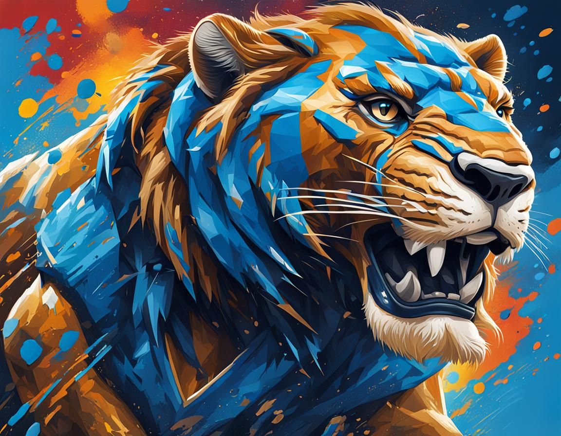Hyperrealistic Detroit Lions Splash Art