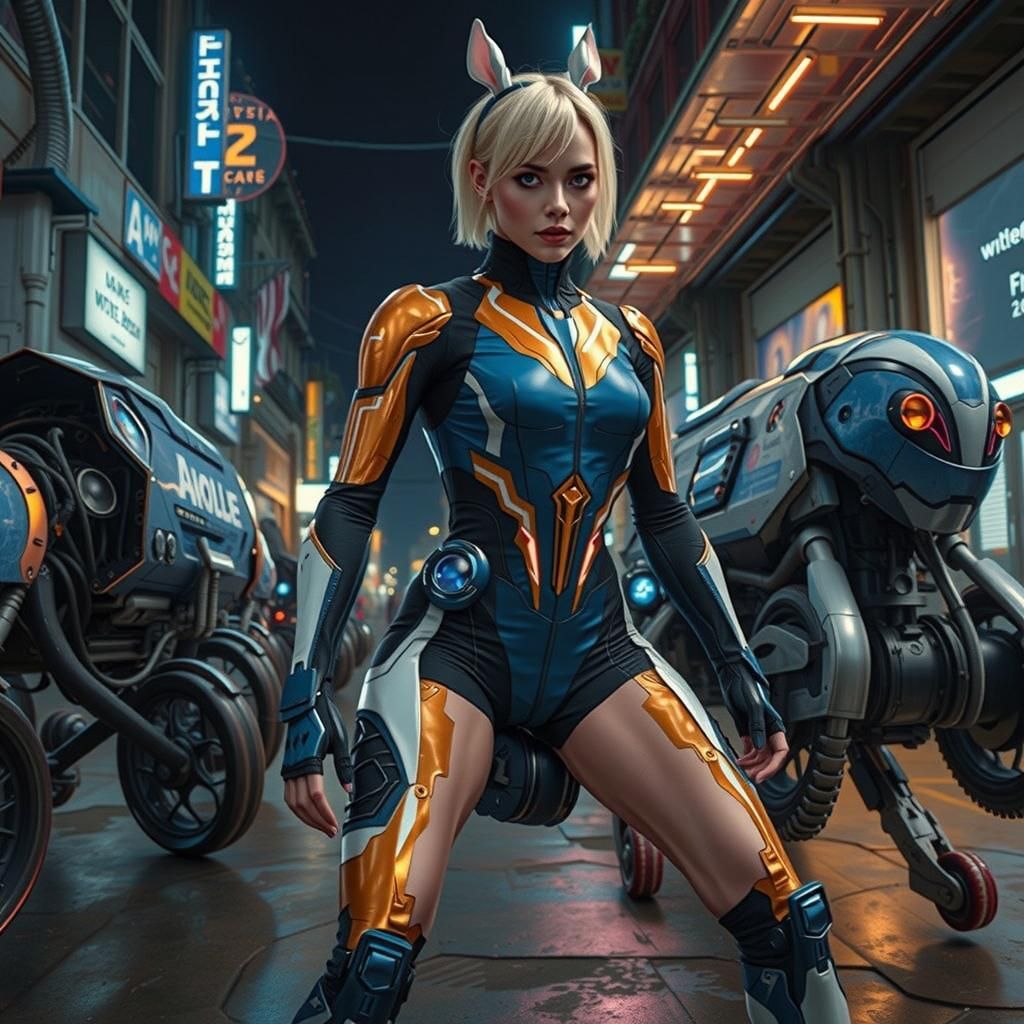 Cyberpunk Alice Returns with Robotic Rabbit Vehicle