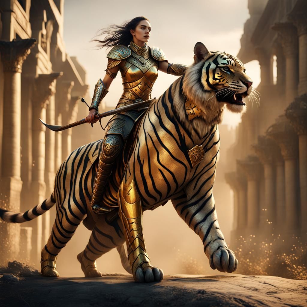 Warrior Queen on Tiger: Fantasy Concept Art