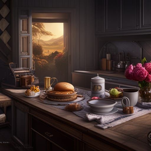 Fantastical Breakfast Concept Art in Deep Color