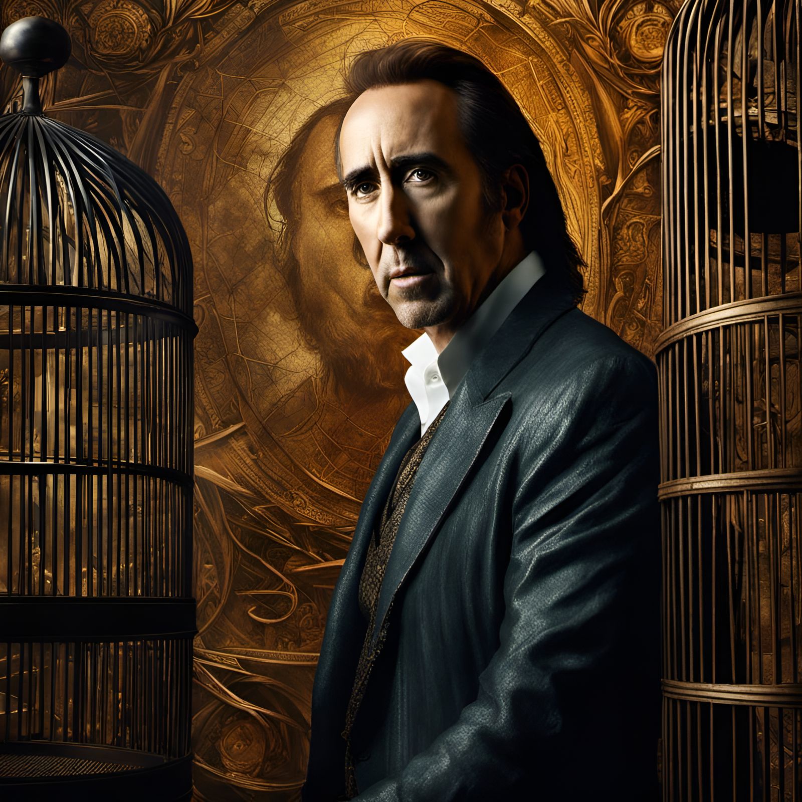 Nicholas Cage Portrait in Cage, Renaissance Style