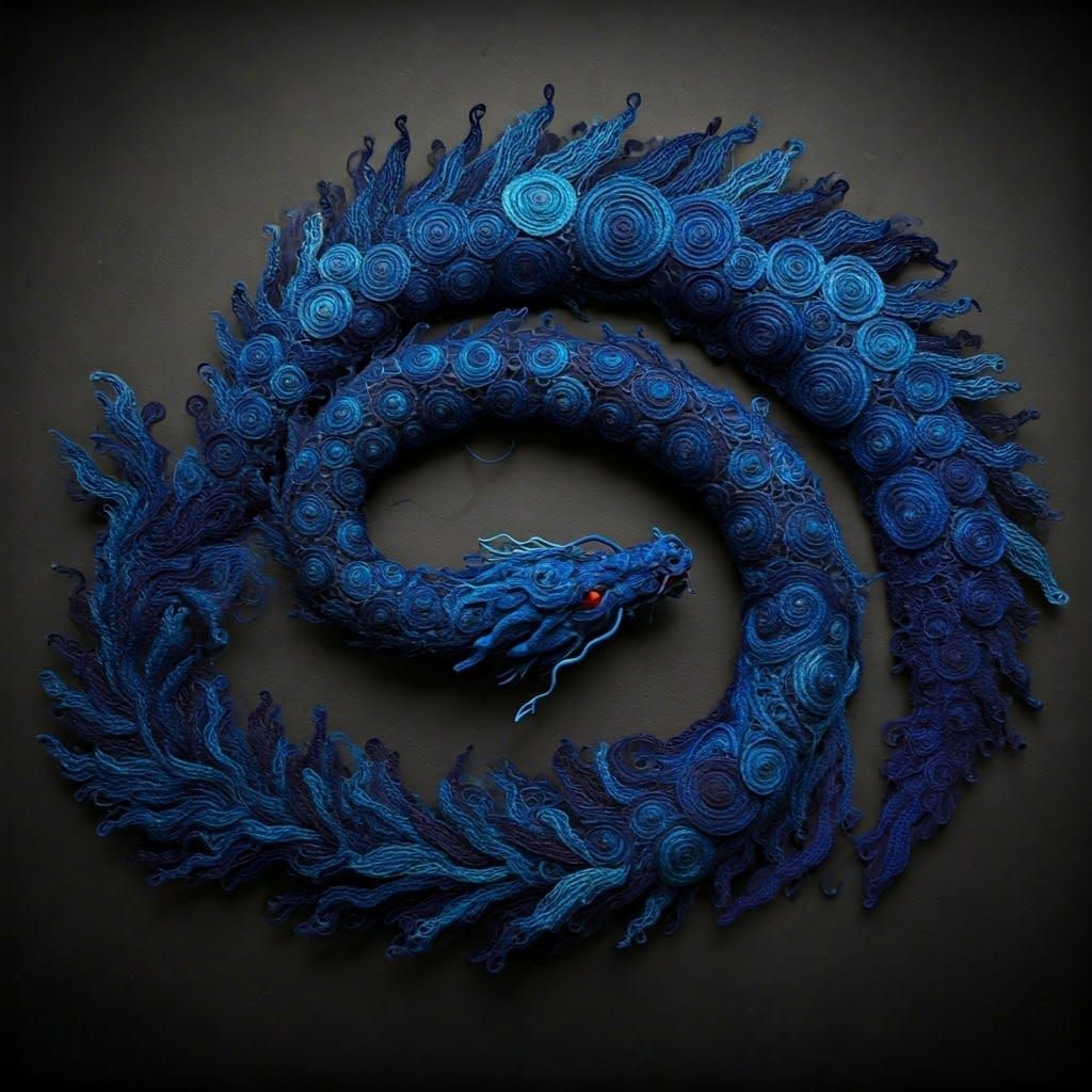 Yarn Dragon in Dark Night Colors