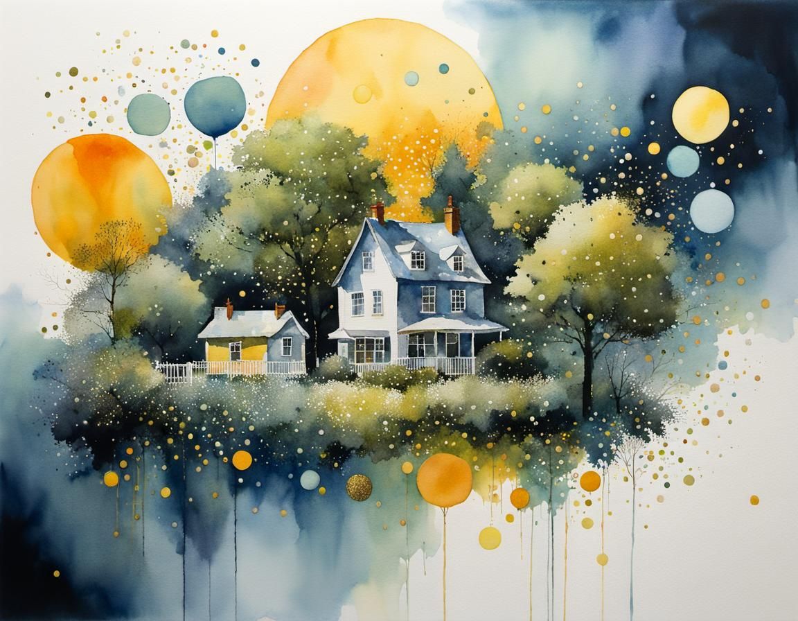Joyful Home: Watercolor Collage with Glitter