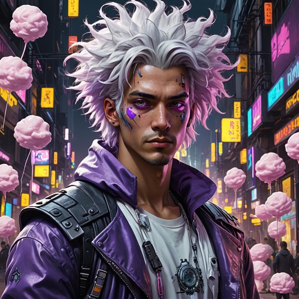 Cyberpunk Hacker with Chrome Eyes in Detailed Digital Art