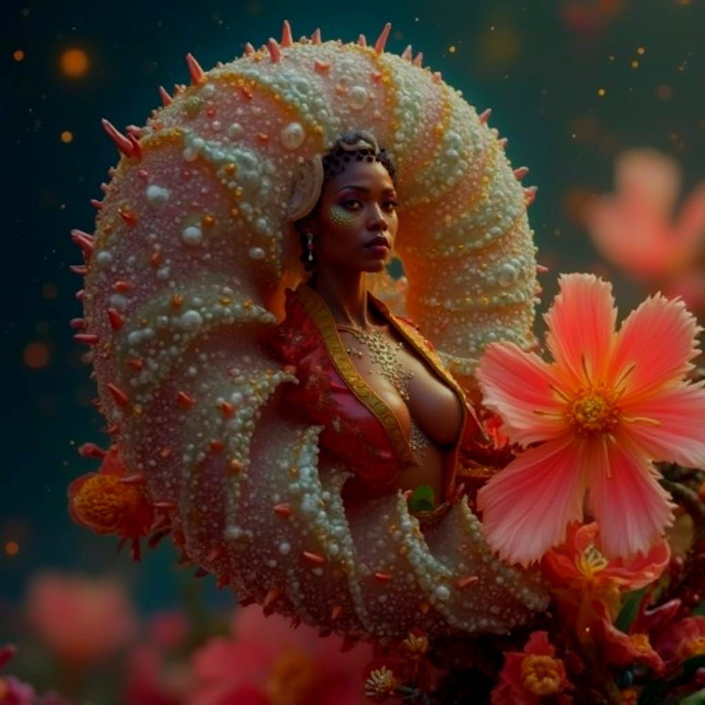 Nautilus Fibonacci Curves in Starry Night Macro Detail