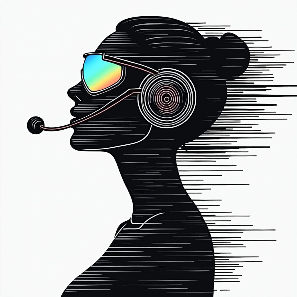 Female Cyborg with Cyberpunk Goggles in Vector Art