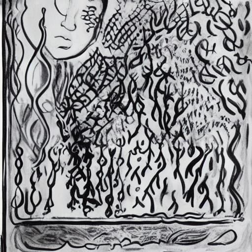 Silent Figure Underwater, Inspired by Matisse and Holbein