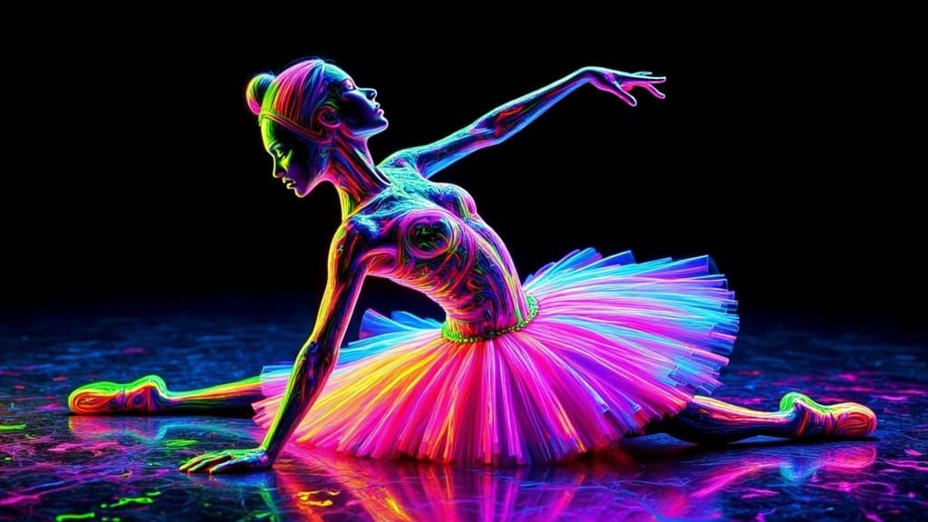 Ballerina Art in Neon Multi Layered Metal