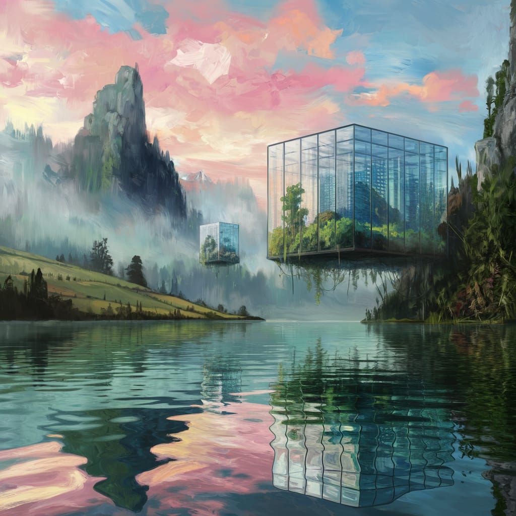 Futuristic Sci-Fi Landscape with Floating Islands