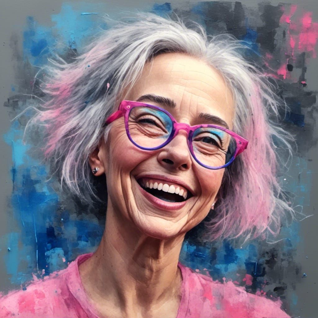 Joyful Trans Woman Portrait in Oil Painting Style