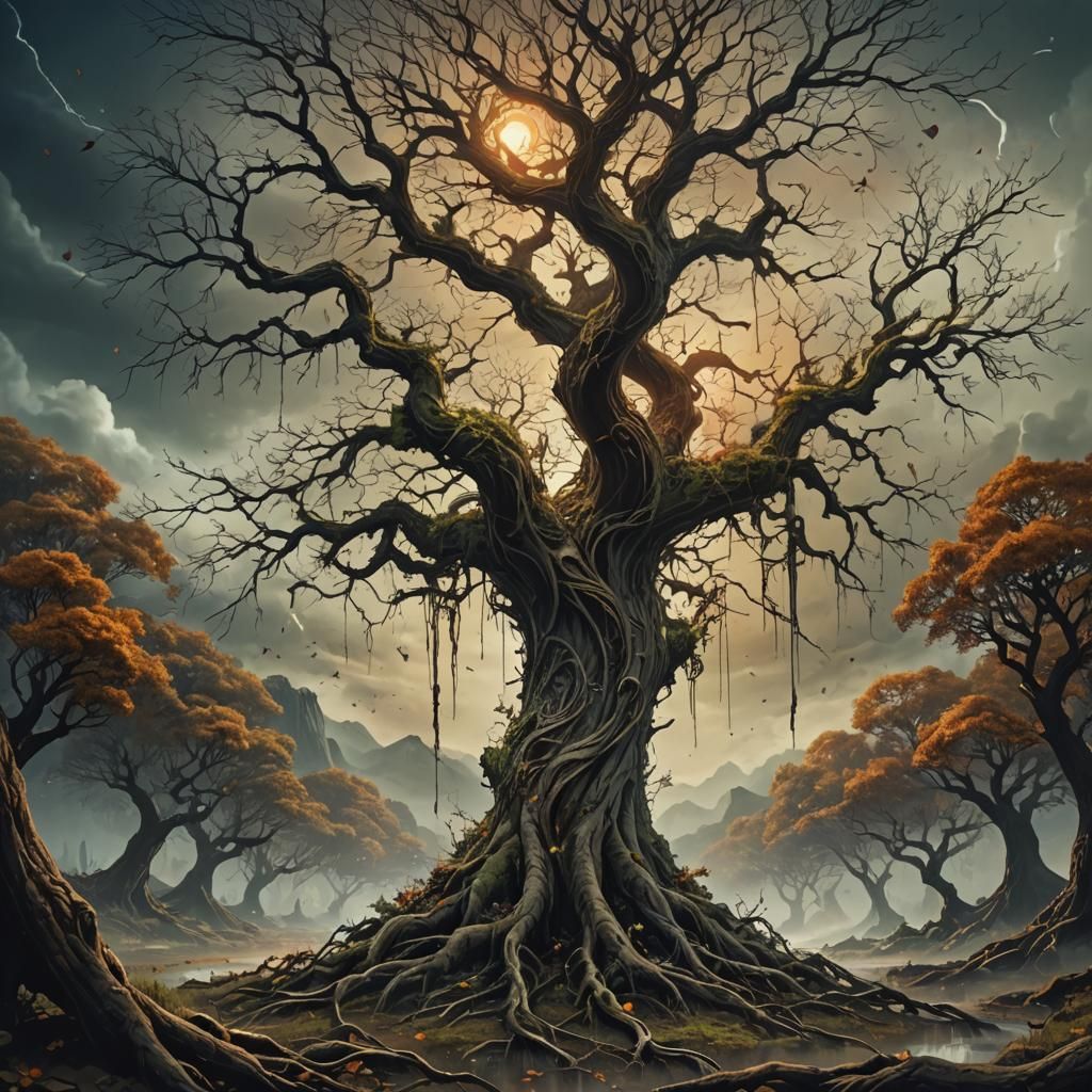 Lonely Trees Grow From Heart, Fantasy Concept Art