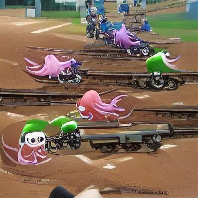 Surreal Squid Train Fantasy