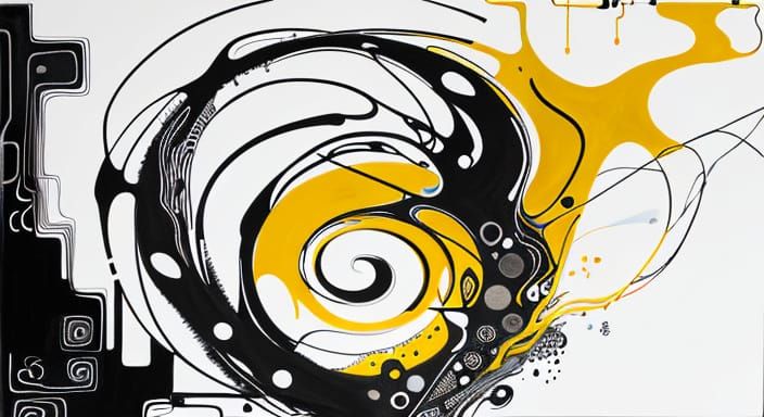 Abstract Expressionist Giraffe in Circuit Board Landscape