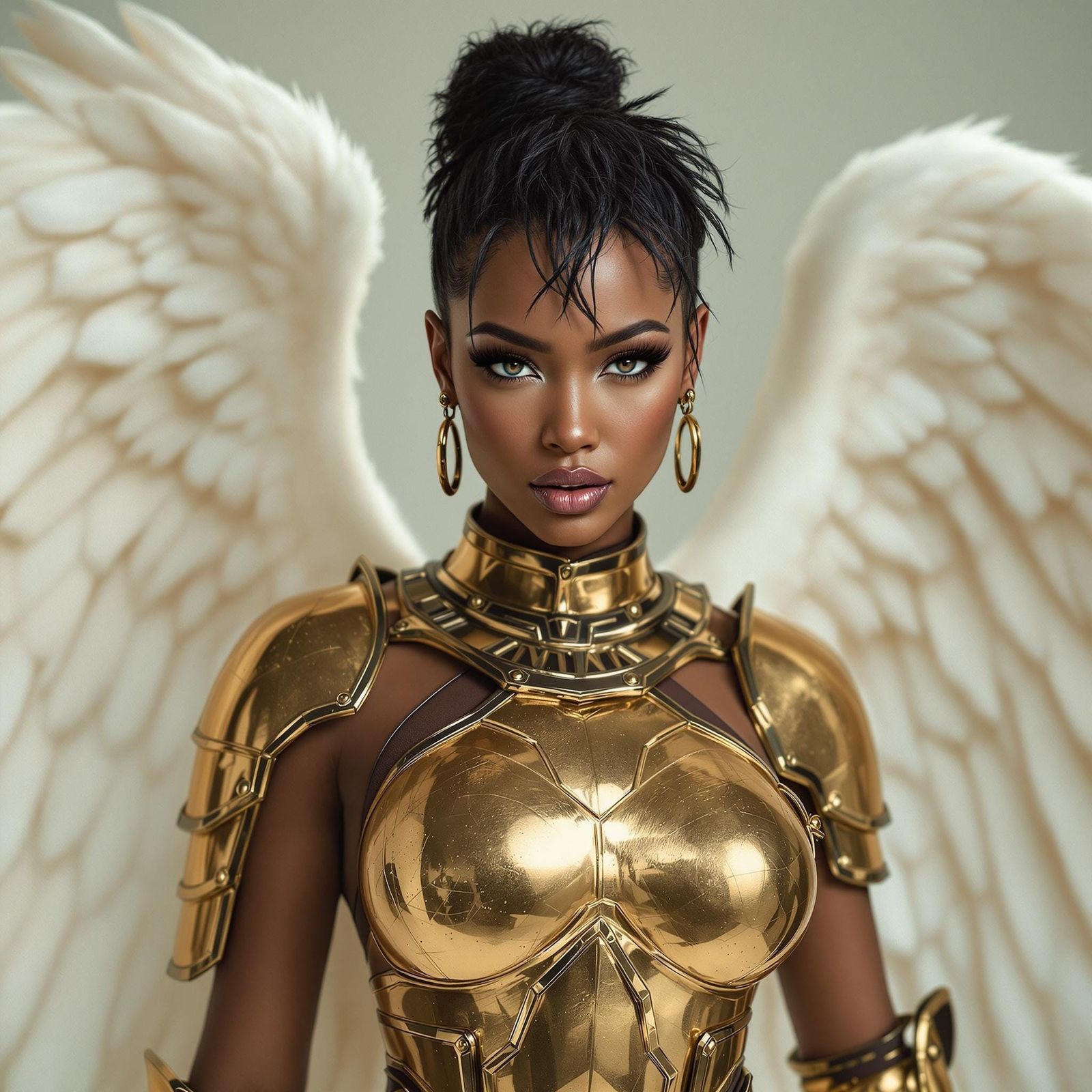 Stunning Warrior Angel in Golden Armor