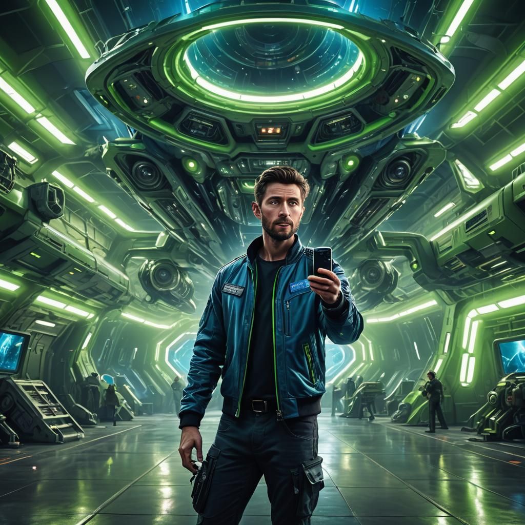 Selfie in Area 51 with Futuristic Spacecraft