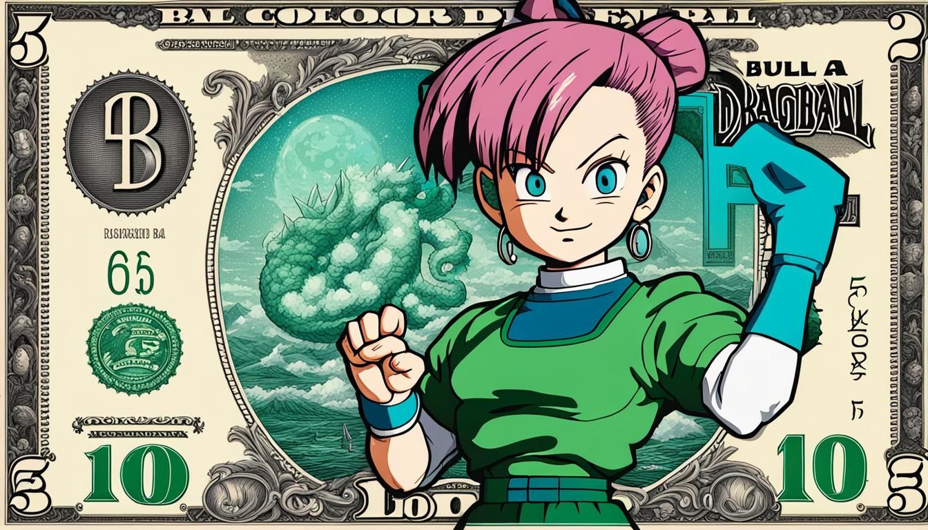 Bulma from Dragon Ball as Banknote Art