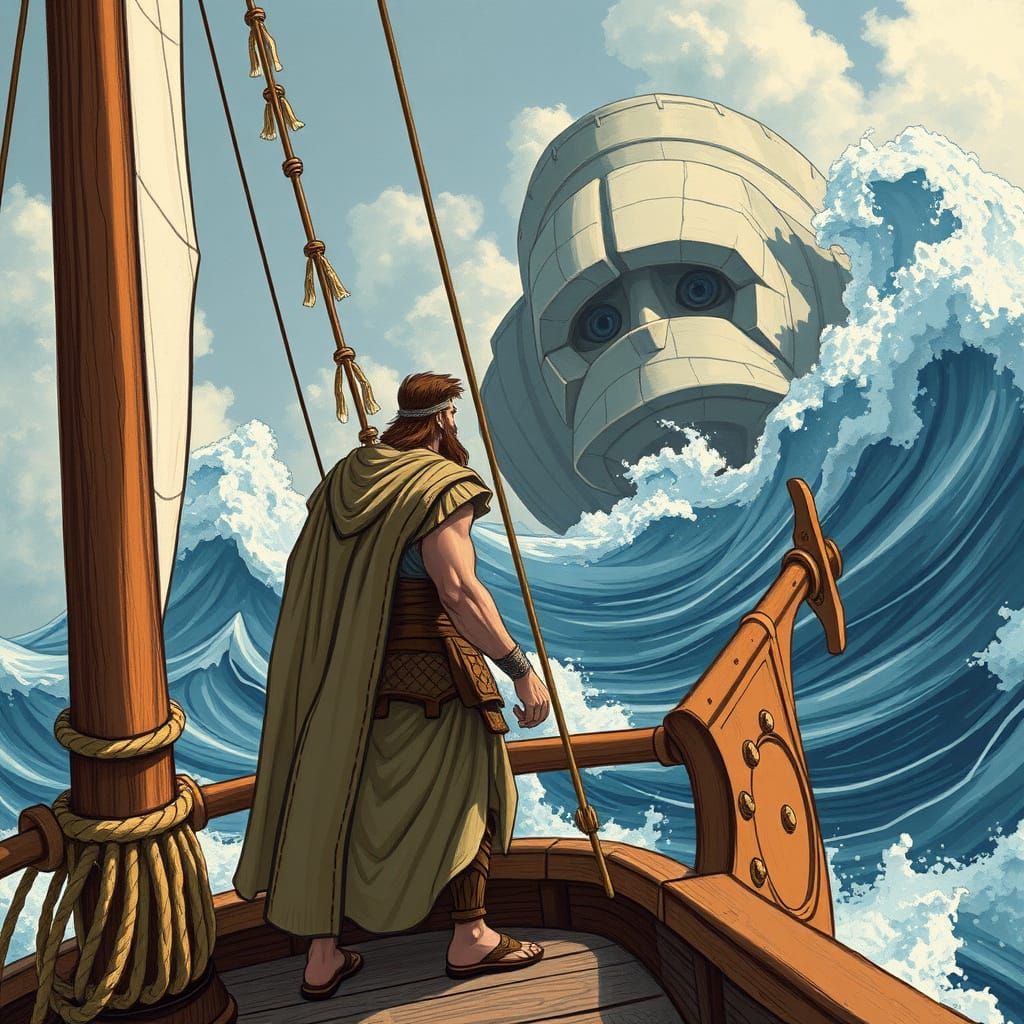 Epic Ancient Greek Hero Confronts Cyclops at Sea in a Grand ...