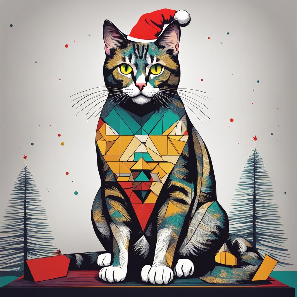 Pop Art Christmas Cat 😺✨