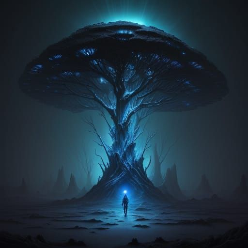 Eerie Astronaut Discovers Alien Oasis in Dystopian Landscape