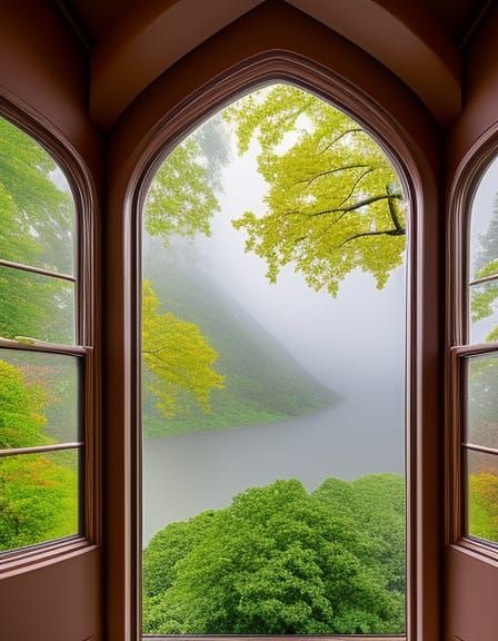 Rainstorm View from Cozy Window Seat