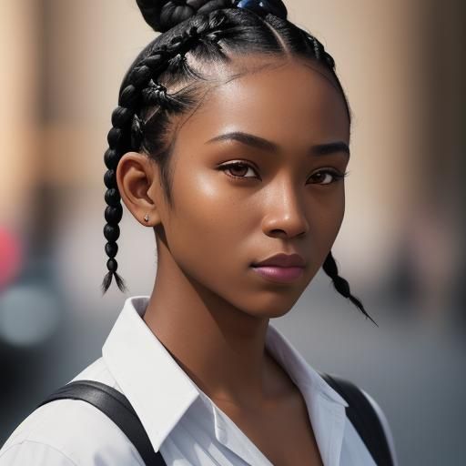 Black Male with Braided Bun: Professional Photography