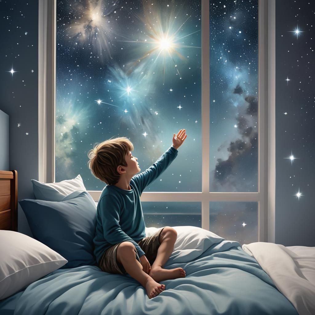 Boy and Pleiades Constellation: A Hopeful Gaze