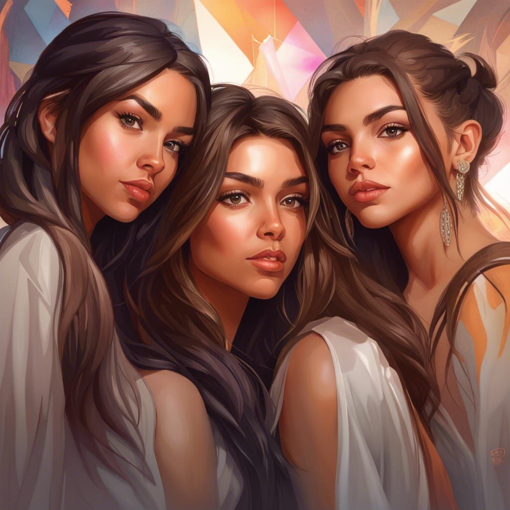Hyperdetailed Portrait of Four Women, Trending Art