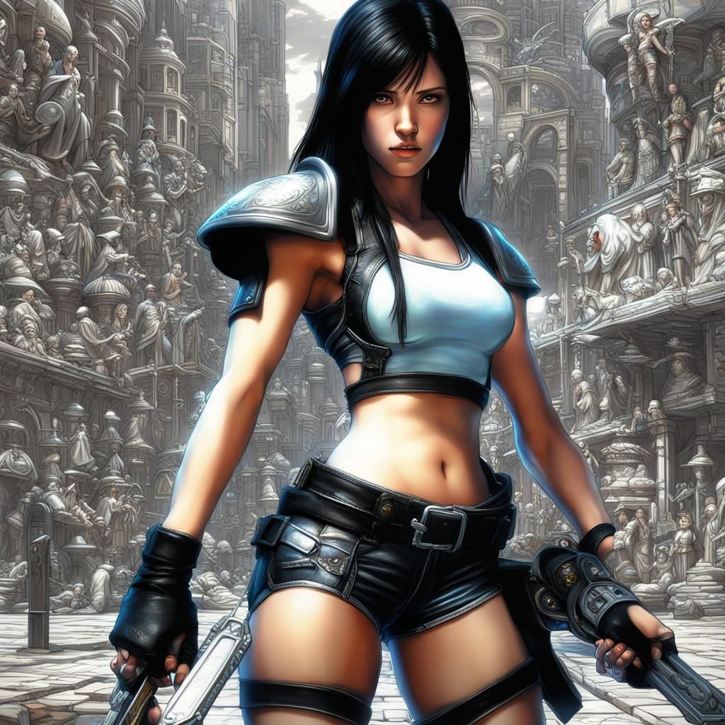 Tifa Lockhart in Gothic Comic Book Style
