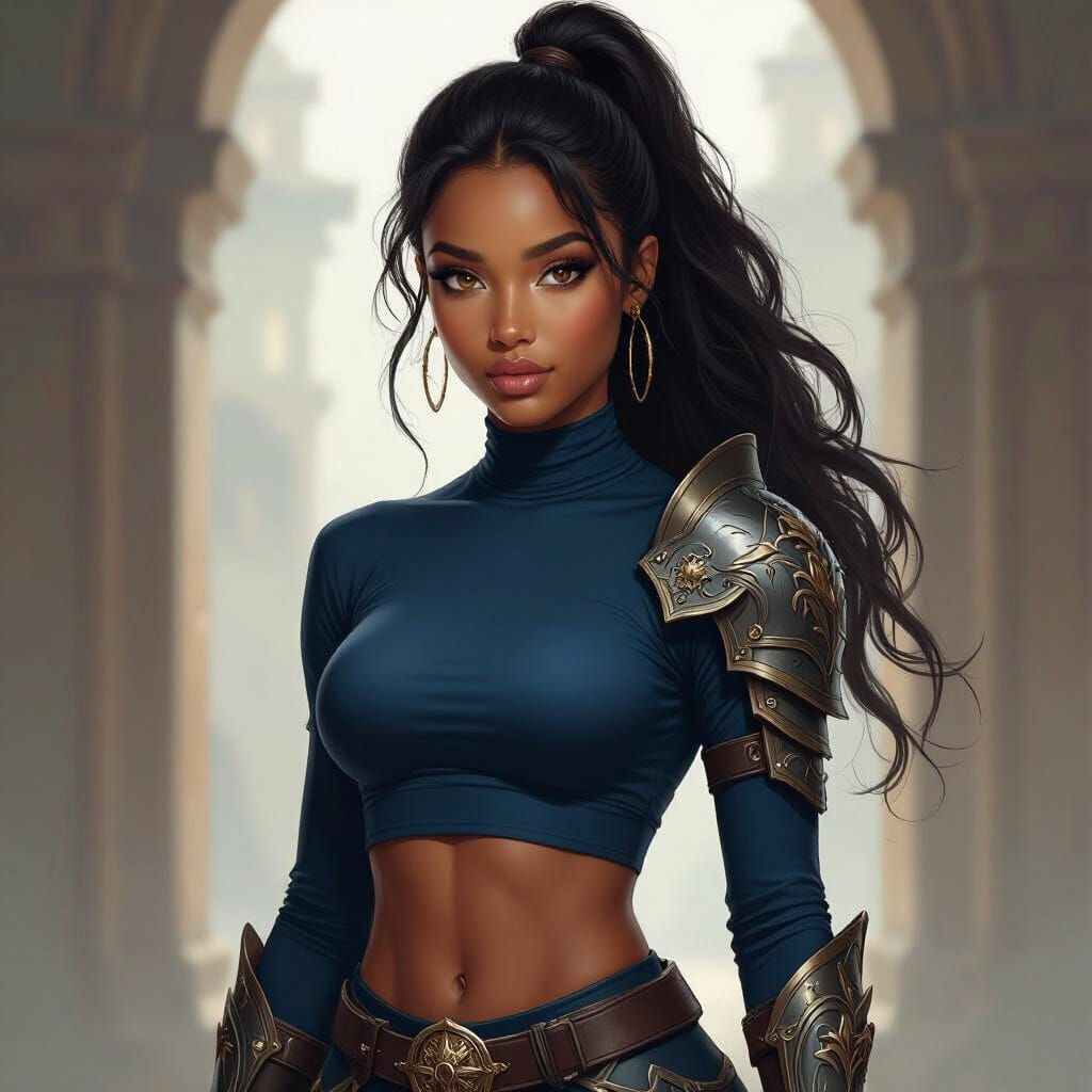African Woman in Battle Armor Digital Painting