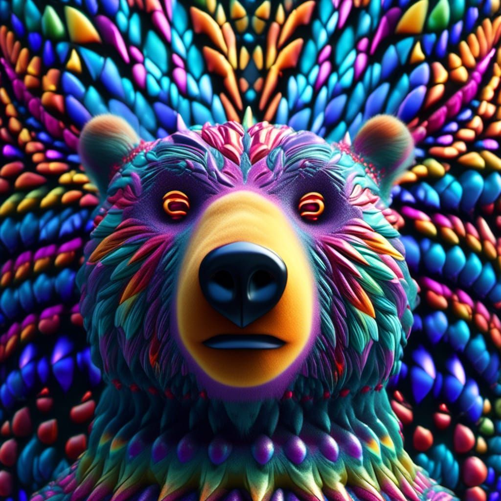 Candy Sprinkle Bear with Fractal Wings