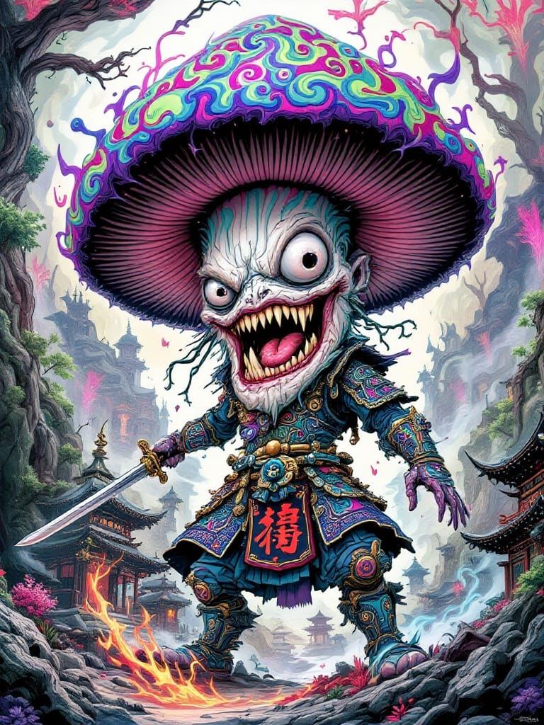 Crazy Psychedelic Samurai Mushroom