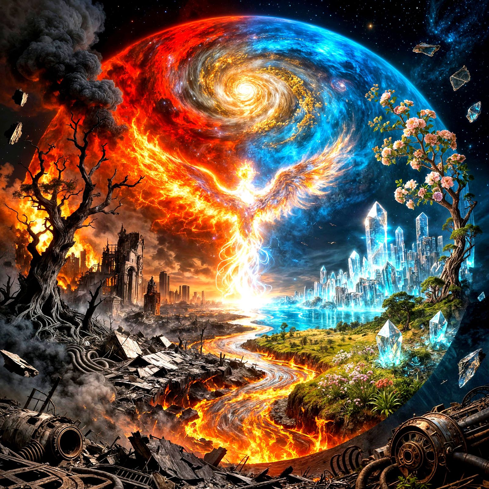 Surreal Cyclical Destruction And Rebirth Art