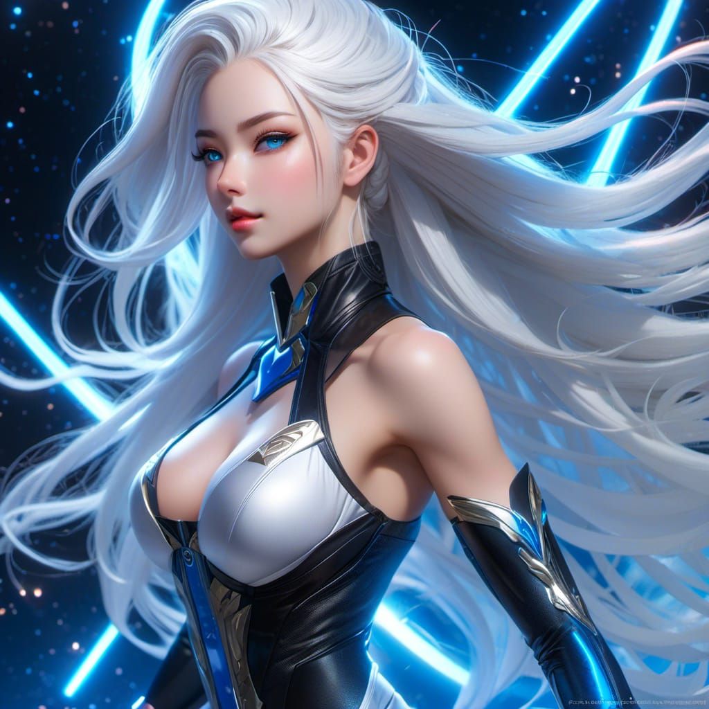 Nebula Portrait of Woman with Neon Outfit