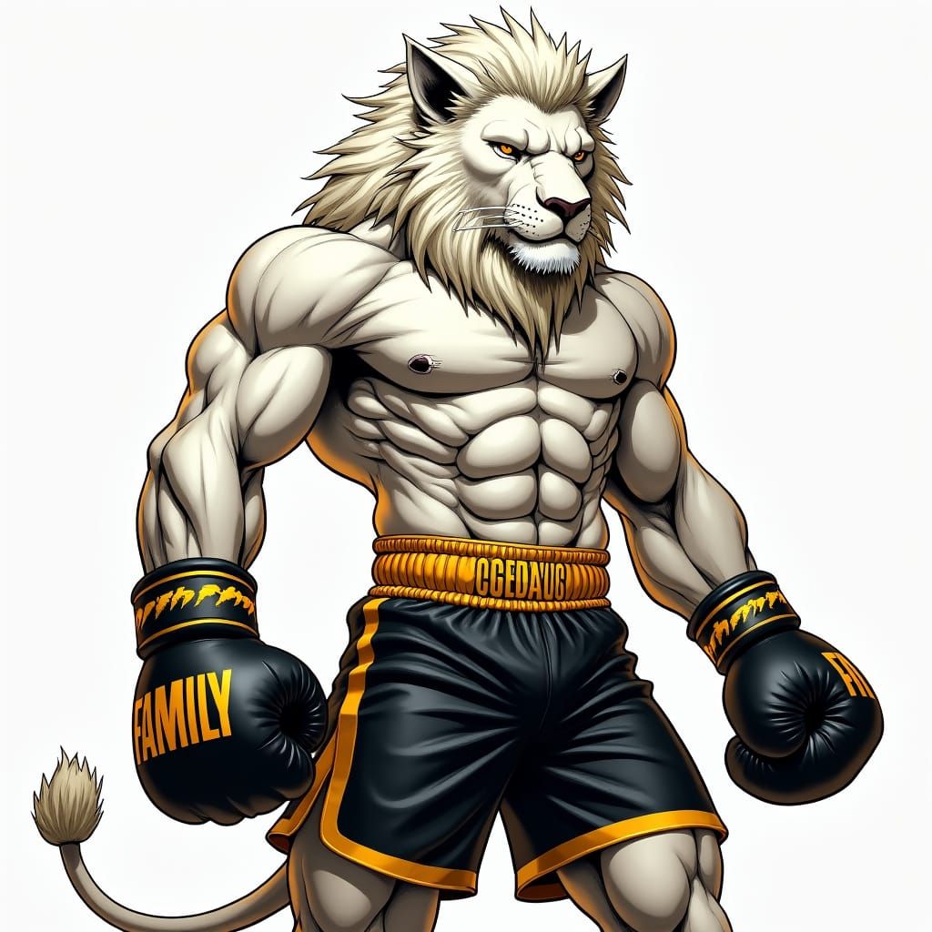 Athletic Lion-Man Hybrid in Comic Book Illustration