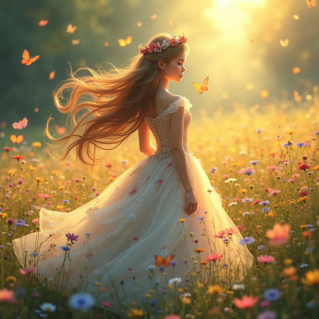 Disney Princess in a Summer Meadow