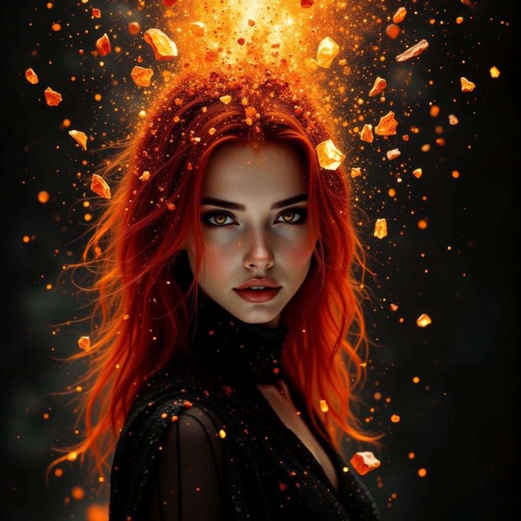 Ember Crystal Portrait of Gothic Woman