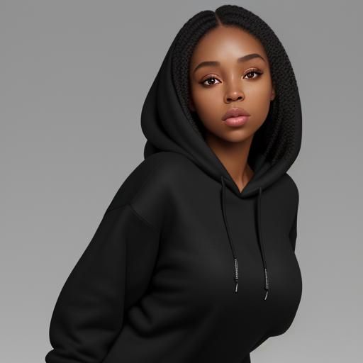 Photorealistic Mockup of Woman in Black Hoodie
