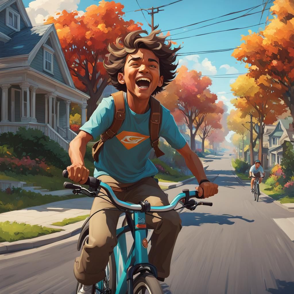 Joyful First Bike Ride, Digital Art