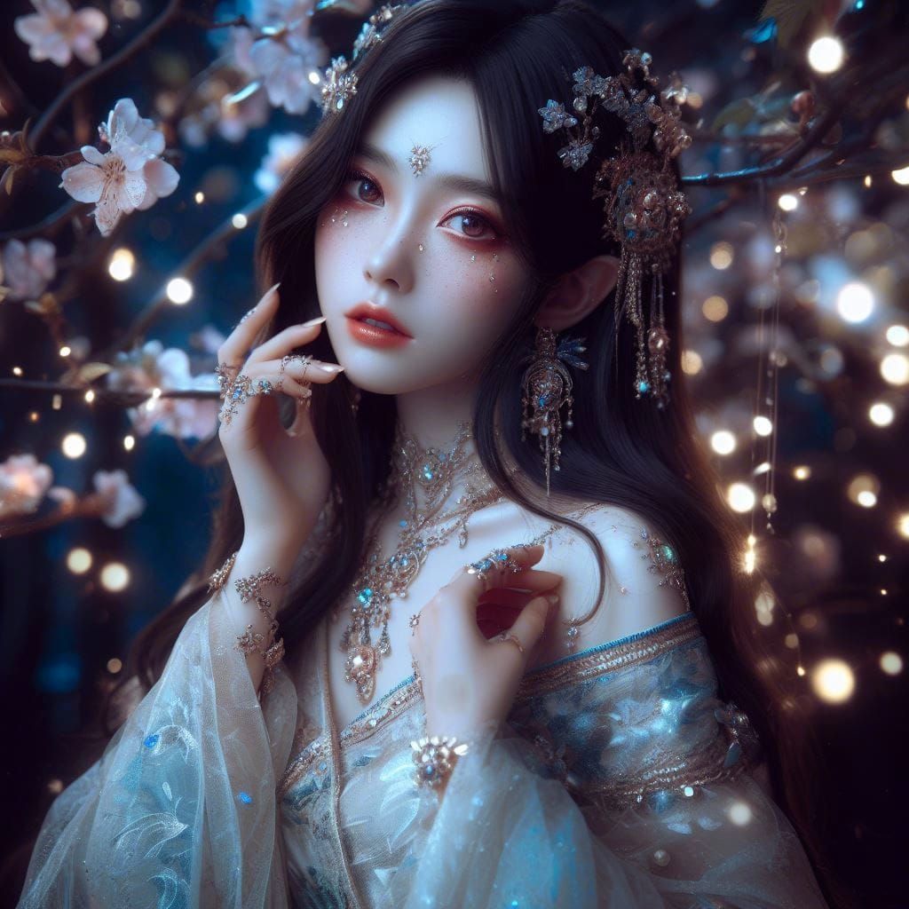 Ethereal Chinese Princess Portrait in Fairycore Style