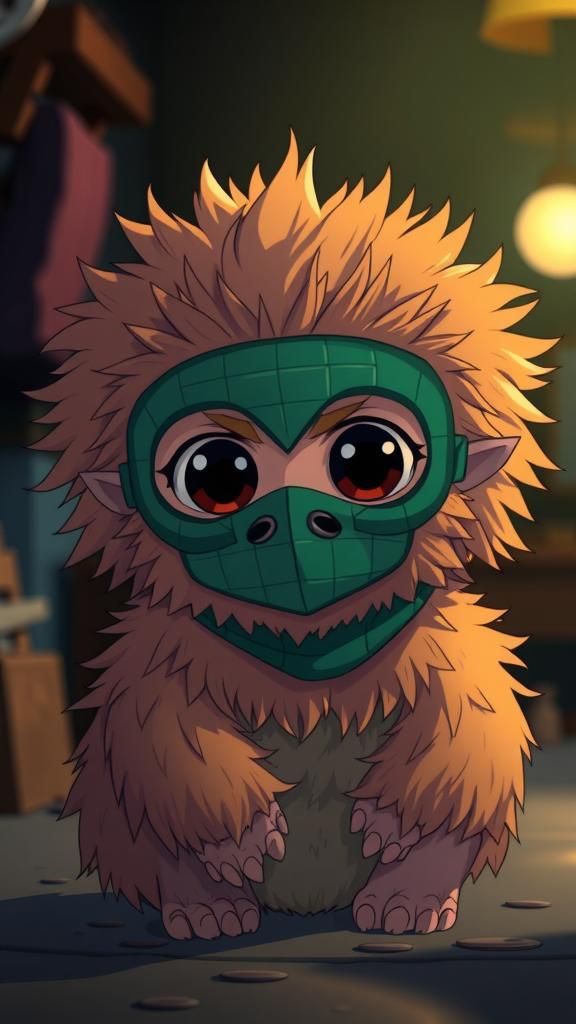 Masked Furry Creature in Studio Trigger Anime Style
