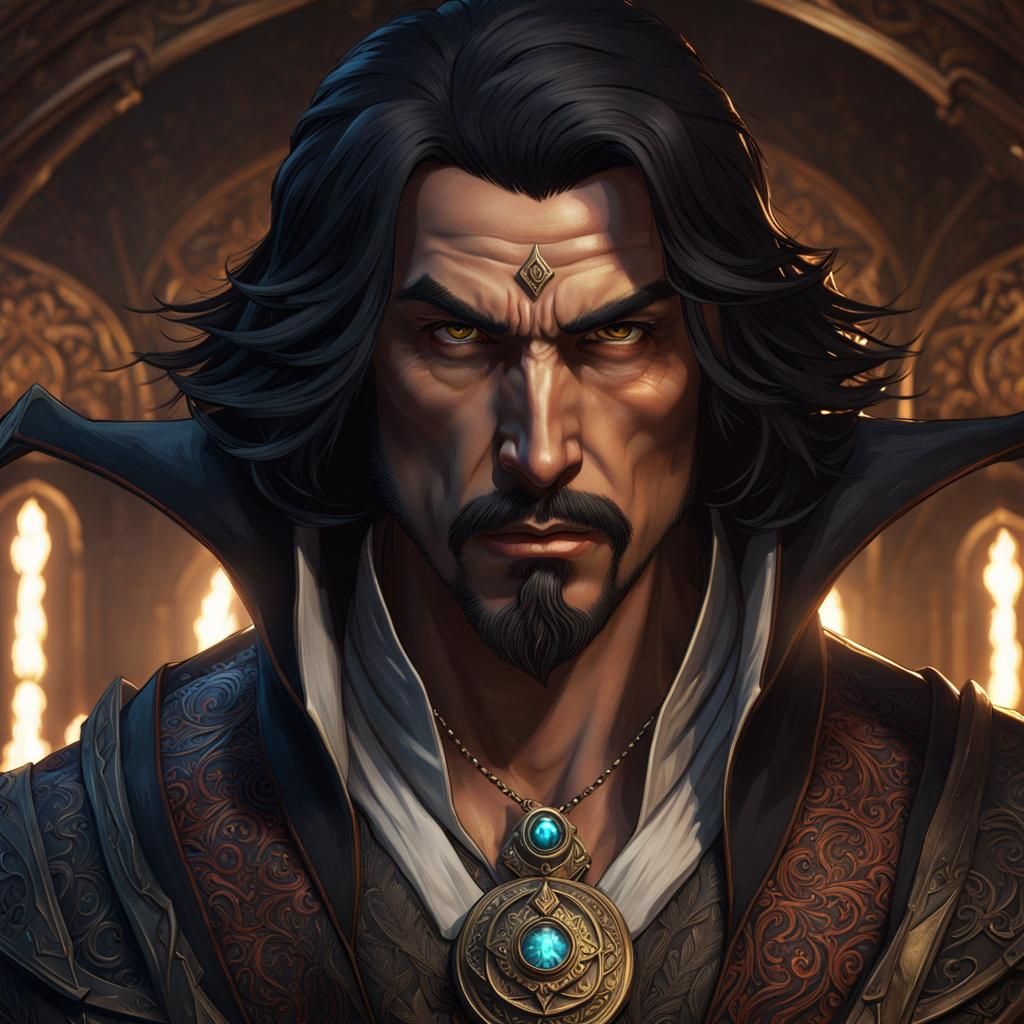 D&D Warlock with Face Tattoos: Dark Fantasy Art