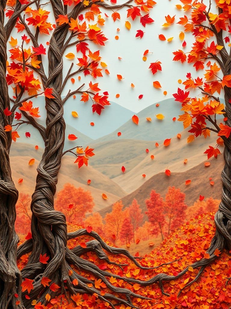 Autumn Papercraft Collage: A Digital Masterpiece