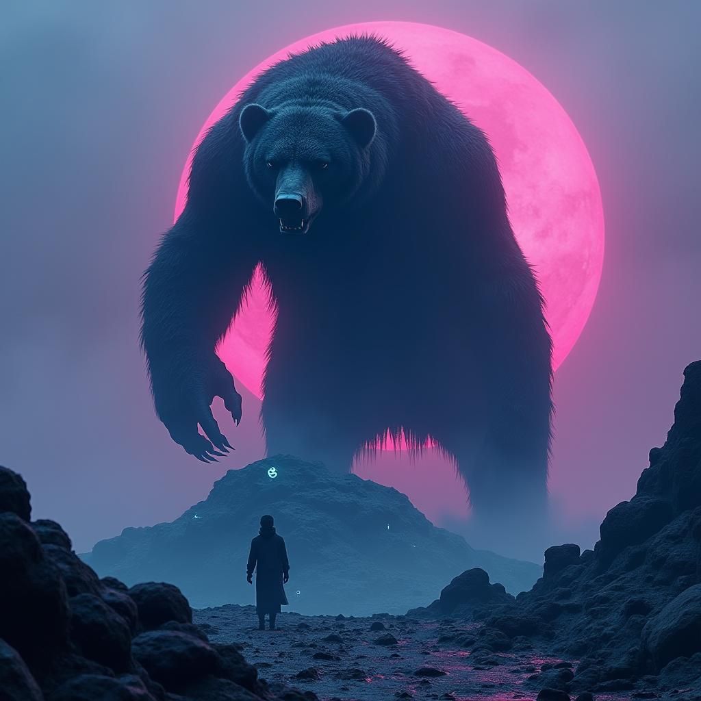 Reaper Bear on Mystical Mountain in Fantasy Style